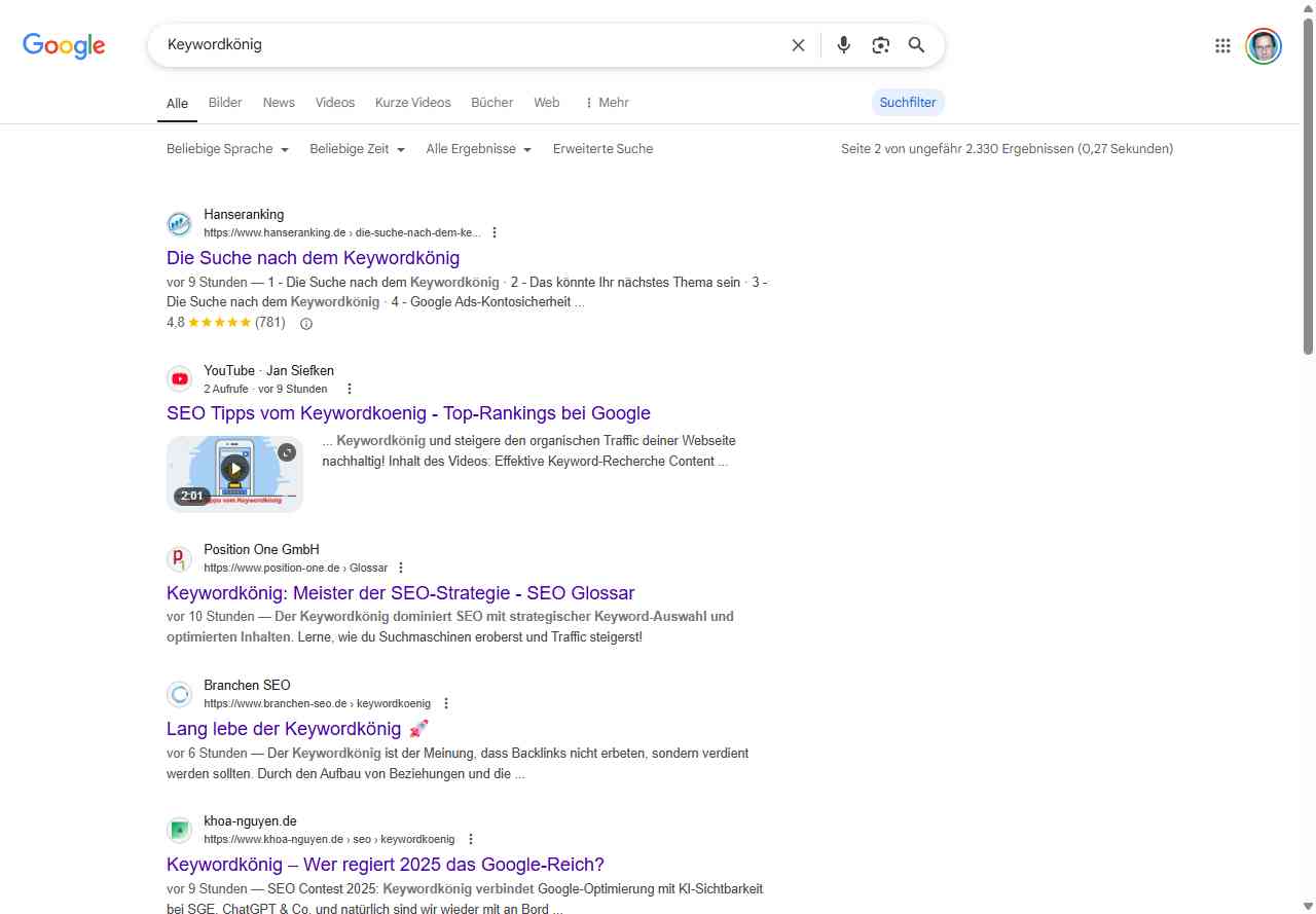 Keywordknig Ranking Snapshoot 14.05.2025